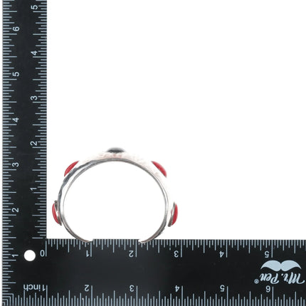 6.12" 1980's J Wright Southwestern modernist sterling onyx/red jasper cuff bracelet - Estate Fresh Austin