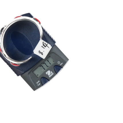 6.12" 1980's J Wright Southwestern modernist sterling onyx/red jasper cuff bracelet - Estate Fresh Austin