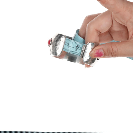 6.12" 1980's J Wright Southwestern modernist sterling onyx/red jasper cuff bracelet - Estate Fresh Austin