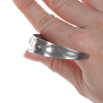 6.12" 30's-40's Hand Stamped Navajo Fred Harvey Sterling turquoise Cuff bracelet - Estate Fresh Austin