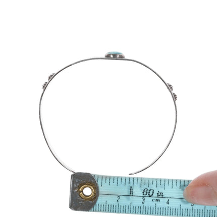 6.12" 30's-40's Hand Stamped Navajo Fred Harvey Sterling turquoise Cuff bracelet - Estate Fresh Austin