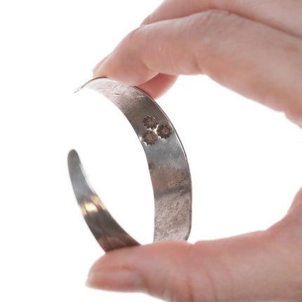 6.12" 30's-40's Hand Stamped Navajo Fred Harvey Sterling turquoise Cuff bracelet - Estate Fresh Austin