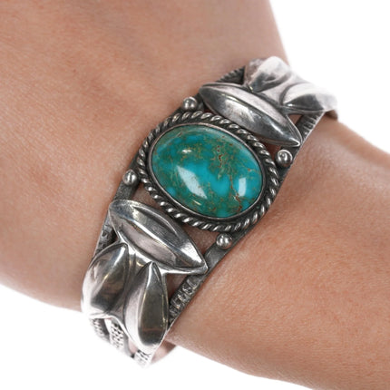 6.12" 30's-40's Navajo silver cuff bracelet with awesome turquoise - Estate Fresh Austin