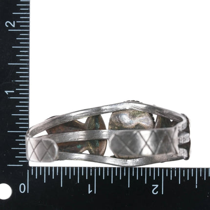 6.12" 30's-40's Navajo silver cuff bracelet with awesome turquoise - Estate Fresh Austin