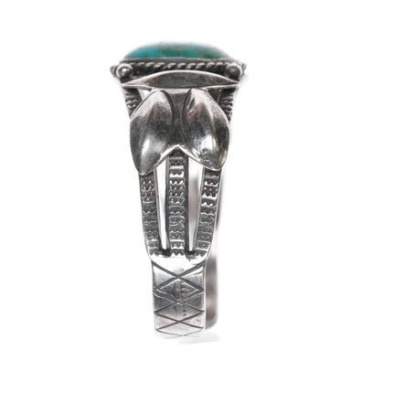 6.12" 30's-40's Navajo silver cuff bracelet with awesome turquoise - Estate Fresh Austin