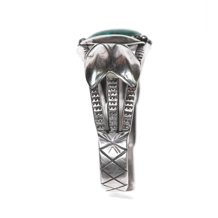 6.12" 30's-40's Navajo silver cuff bracelet with awesome turquoise - Estate Fresh Austin