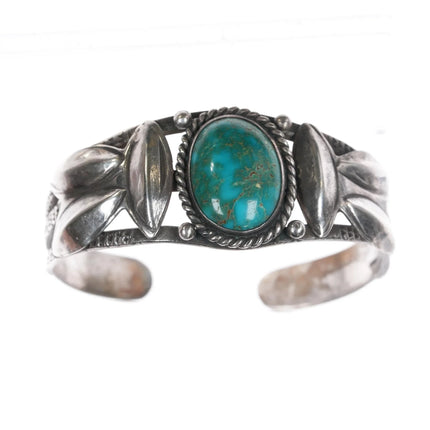 6.12" 30's-40's Navajo silver cuff bracelet with awesome turquoise - Estate Fresh Austin