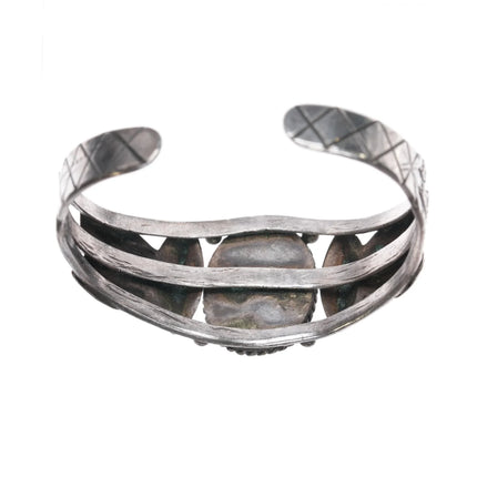 6.12" 30's-40's Navajo silver cuff bracelet with awesome turquoise - Estate Fresh Austin