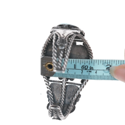 6.12" 30's-40's Navajo Snake stamped High grade turquoise cuff bracelet - Estate Fresh Austin