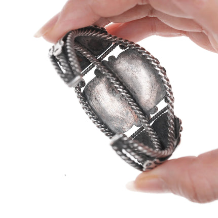 6.12" 30's-40's Navajo Snake stamped High grade turquoise cuff bracelet - Estate Fresh Austin