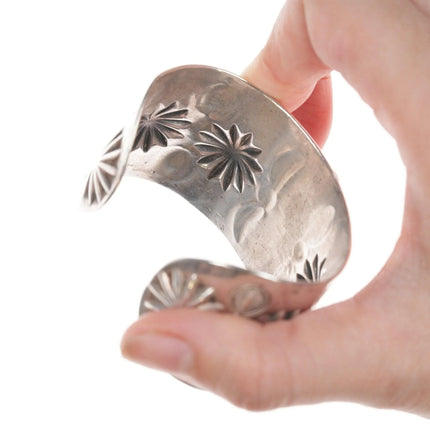 6.12" 40's-50's Navajo stamped silver and turquoise bracelet - Estate Fresh Austin