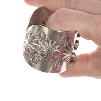 6.12" 40's-50's Navajo stamped silver and turquoise bracelet - Estate Fresh Austin