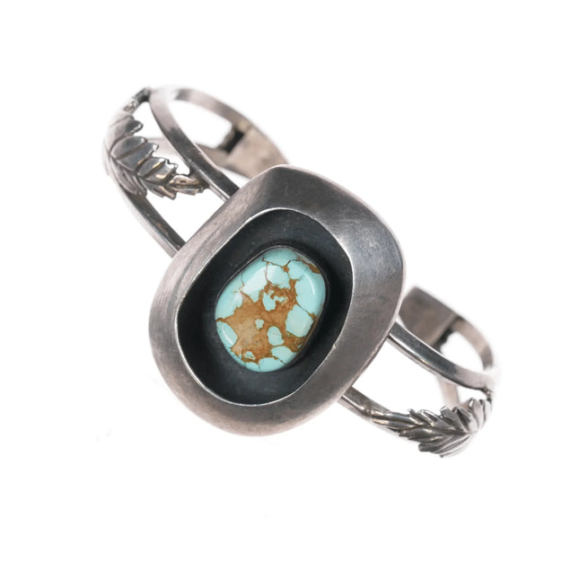 6.12" 50's-60's Vintage #8 turquoise Native American sterling cuff bracelet - Estate Fresh Austin
