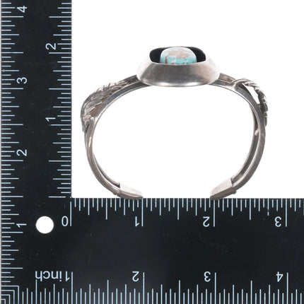 6.12" 50's-60's Vintage #8 turquoise Native American sterling cuff bracelet - Estate Fresh Austin