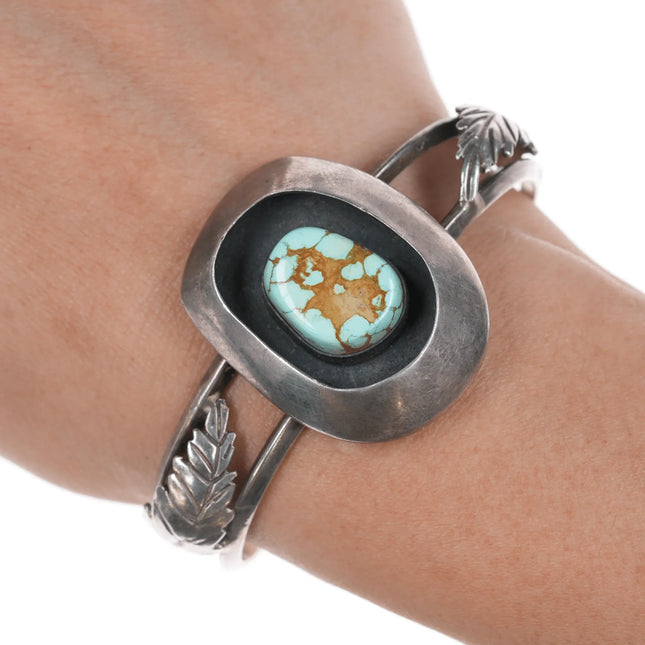 6.12" 50's-60's Vintage #8 turquoise Native American sterling cuff bracelet - Estate Fresh Austin