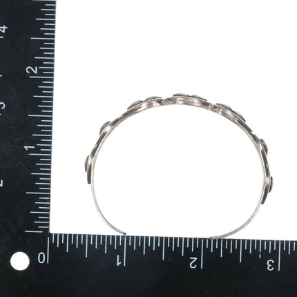 6.12" 50's-60's Zuni silver row cuff bracelet with turquoise - Estate Fresh Austin