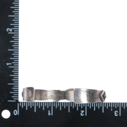 6.12" 50's-60's Zuni silver row cuff bracelet with turquoise - Estate Fresh Austin