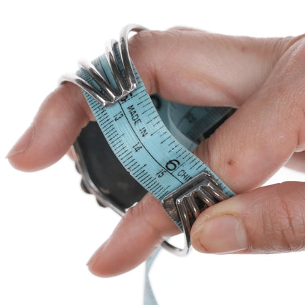 6.12" 60's Navajo silver cuff bracelet with turquoise - Estate Fresh Austin