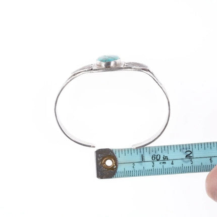 6.12" c1930's Ingot Silver Navajo bracelet with turquoise - Estate Fresh Austin
