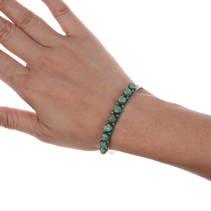 6.12" c1950's Zuni carved turquoise row cuff bracelet - Estate Fresh Austin