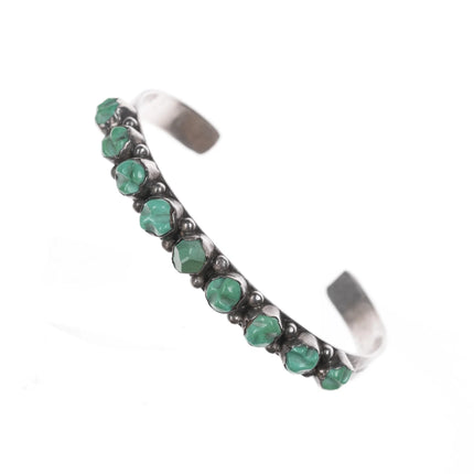6.12" c1950's Zuni carved turquoise row cuff bracelet - Estate Fresh Austin