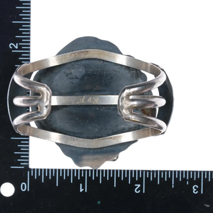 6.12" c1970's RVF Navajo sterling turquoise and coral cuff bracelet - Estate Fresh Austin