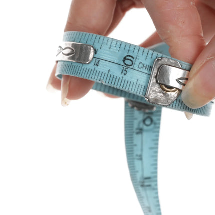 6.12" Chief Wolf Robe Hunt (1905-1977) Acoma silver cuff bracelet with turquoise - Estate Fresh Austin