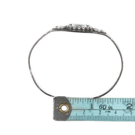 6.12" Chief Wolf Robe Hunt (1905-1977) Acoma silver cuff bracelet with turquoise - Estate Fresh Austin