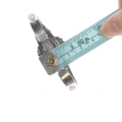 6.12" Chief Wolf Robe Hunt (1905-1977) Acoma silver cuff bracelet with turquoise - Estate Fresh Austin