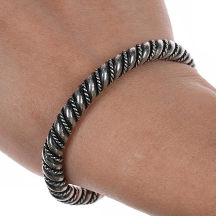 6.12" Heavy Navajo sterling twisted wire cuff bracelet - Estate Fresh Austin