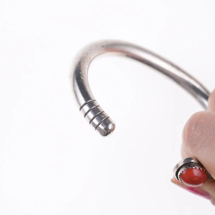 6.12" Heavy vintage Native American Sterling and coral bracelet - Estate Fresh Austin