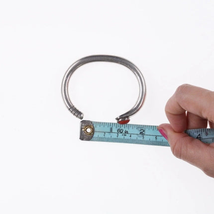 6.12" Heavy vintage Native American Sterling and coral bracelet - Estate Fresh Austin