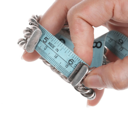 6.12" Heavy vintage Navajo silver and Kingman turquoise cuff bracelet - Estate Fresh Austin