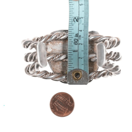 6.12" Heavy vintage Navajo silver and Kingman turquoise cuff bracelet - Estate Fresh Austin