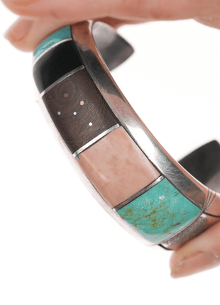 6 1/8" JPS Native American channel inlay sterling cuff bracelet - Estate Fresh Austin