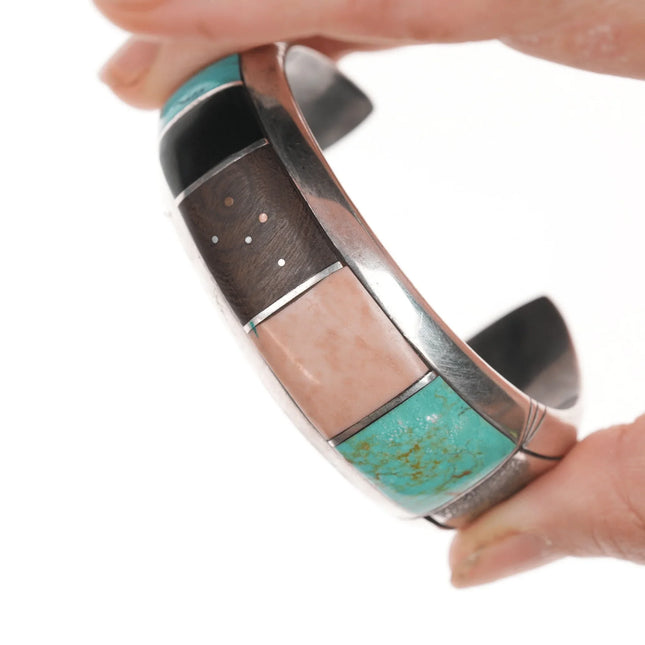 6.12" JPS Native American channel inlay sterling cuff bracelet - Estate Fresh Austin