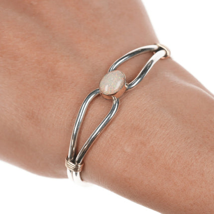 6.12" Lee Bennett Navajo 14k/Sterling and Opal cuff bracelet - Estate Fresh Austin