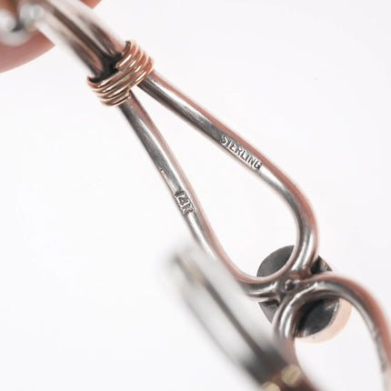 6.12" Lee Bennett Navajo 14k/Sterling and Opal cuff bracelet - Estate Fresh Austin