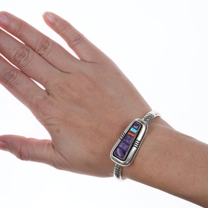 6.12" Leroy Begay Navajo sterling Multi-cobblestone bracelet - Estate Fresh Austin