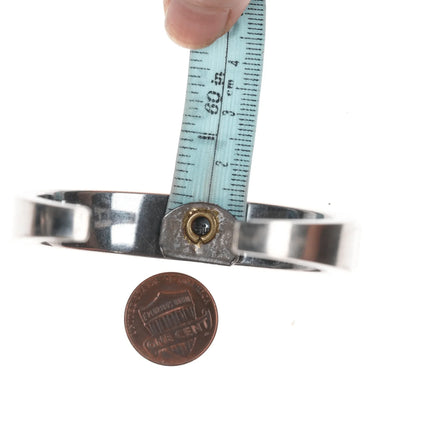 6.12" Luis Mojica 14k/sterling and fossil inlaid cuff bracelet - Estate Fresh Austin