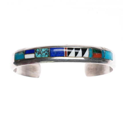 6.12" Marlene Watson Navajo - Calvin Begay channel inlay sterling cuff bracelet - Estate Fresh Austin