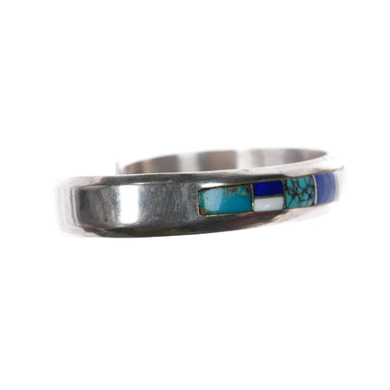 6.12" Marlene Watson Navajo - Calvin Begay channel inlay sterling cuff bracelet - Estate Fresh Austin