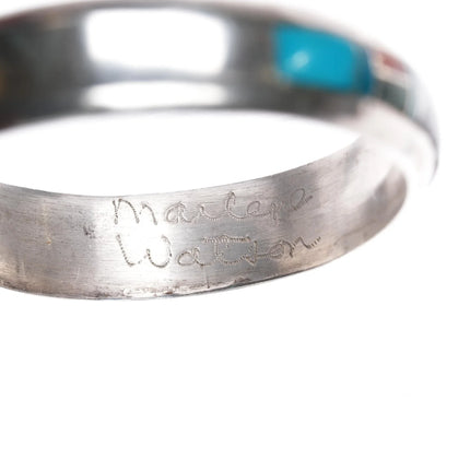 6.12" Marlene Watson Navajo - Calvin Begay channel inlay sterling cuff bracelet - Estate Fresh Austin