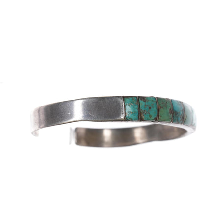 6 1/8" Old Zuni channel inlay turquoise sterling cuff bracelet - Estate Fresh Austin