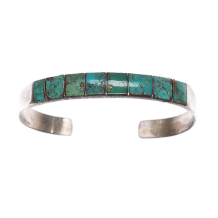 6 1/8" Old Zuni channel inlay turquoise sterling cuff bracelet - Estate Fresh Austin