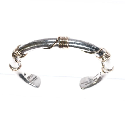 6.12" Orville Tsinnie Navajo 14k rope sterling cuff bracelet - Estate Fresh Austin