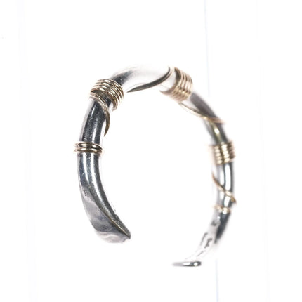 6.12" Orville Tsinnie Navajo 14k rope sterling cuff bracelet - Estate Fresh Austin