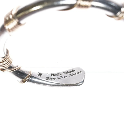 6.12" Orville Tsinnie Navajo 14k rope sterling cuff bracelet - Estate Fresh Austin