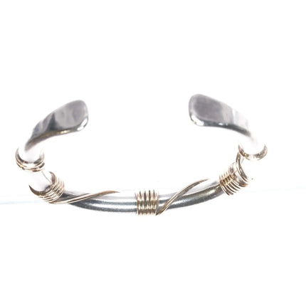 6.12" Orville Tsinnie Navajo 14k rope sterling cuff bracelet - Estate Fresh Austin