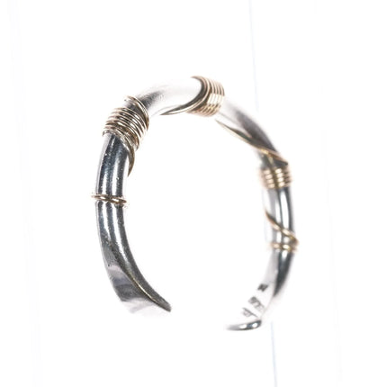 6.12" Orville Tsinnie Navajo 14k rope sterling cuff bracelet - Estate Fresh Austin